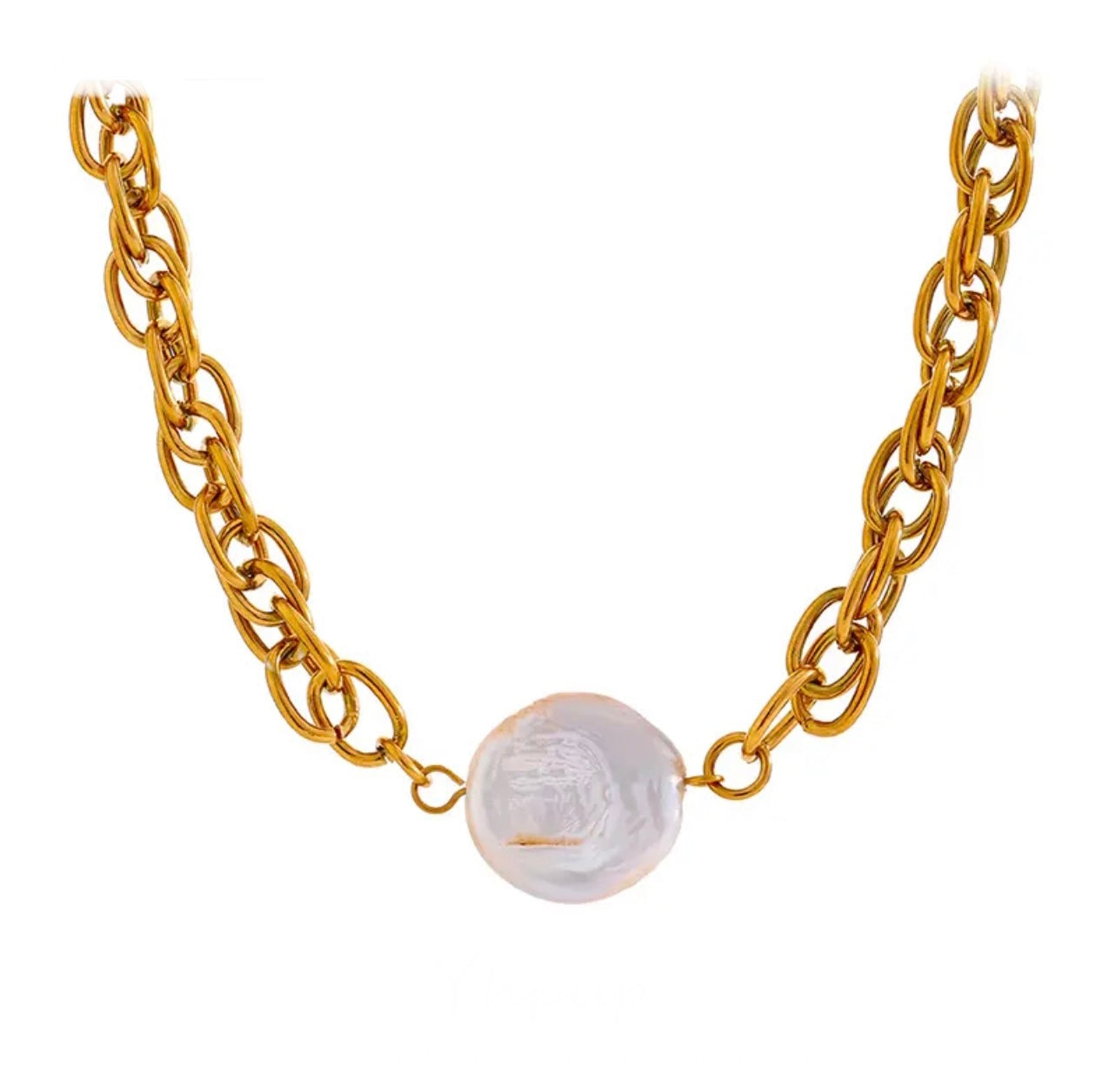 Flat pearl gold bracelet
